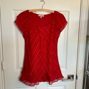 Roz & Ali Blouse size Small, Cap Butterfly Short Sleeve, Scoop neck, Romantic